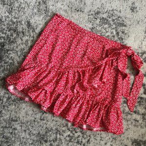 Jeannewpole1 Red Floral Wrap Skirt